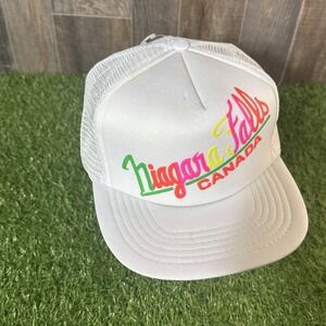 Vintage Niagara Falls Canada Trucker Hat White Mesh Snapback 80s Souvenir‎ Cap